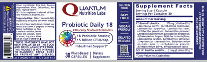 Quantum Nutrition Labs Probiotic Daily 18 – Digestive Health Probiotics (30 Vegetarian Capsules)