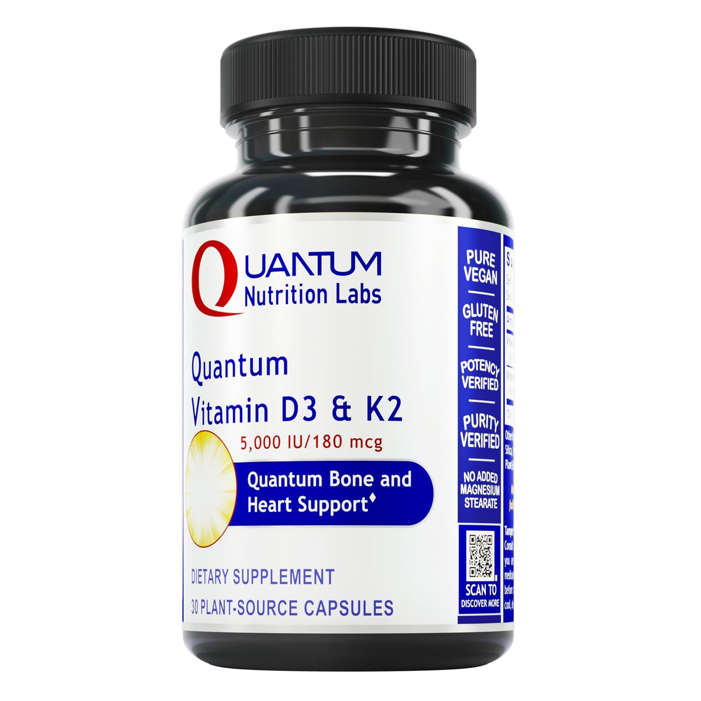Quantum Nutrition Labs Vitamin D3 & K2 5000 IU – Bone & Heart Health (30 Vegan Caps)