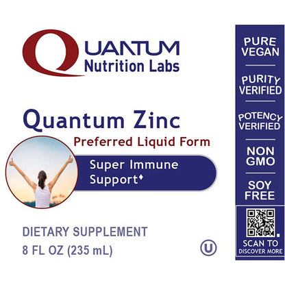 Quantum Nutrition Labs Zinc – Liquid Zinc Drops (25 mg Zinc Sulfate) for Immune Support | 8 oz
