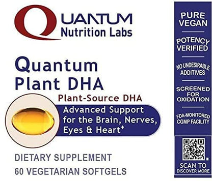 Quantum Nutrition Labs Plant DHA – Non-GMO Vegan Algae DHA | Omega-3 for Brain & Heart