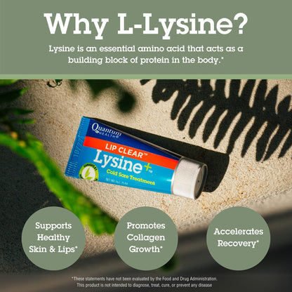 Quantum Lip Clear Lysine+ Cold Sore Treatment | Menthol, Calendula & Propolis Ointment 0.25 oz