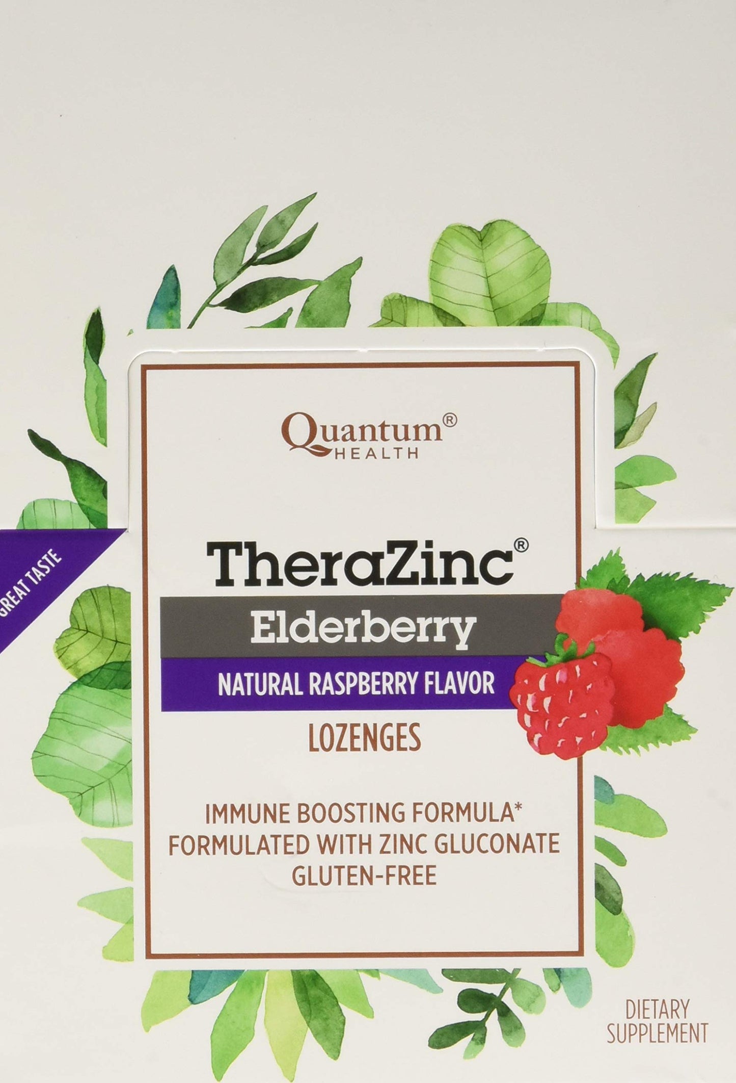 Quantum Zinc Elderberry Raspberry Lozenge – 1.2 oz, 12 per Case | Organic & Non-GMO