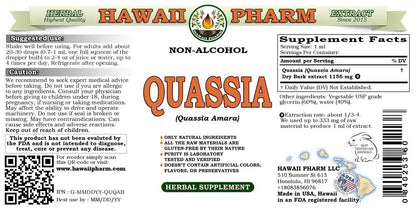Quassia Alcohol-Free Liquid Extract | Quassia Amara Dried Bark Glycerite | Natural Herbal Supplement | Hawaii Pharm USA 2 fl oz