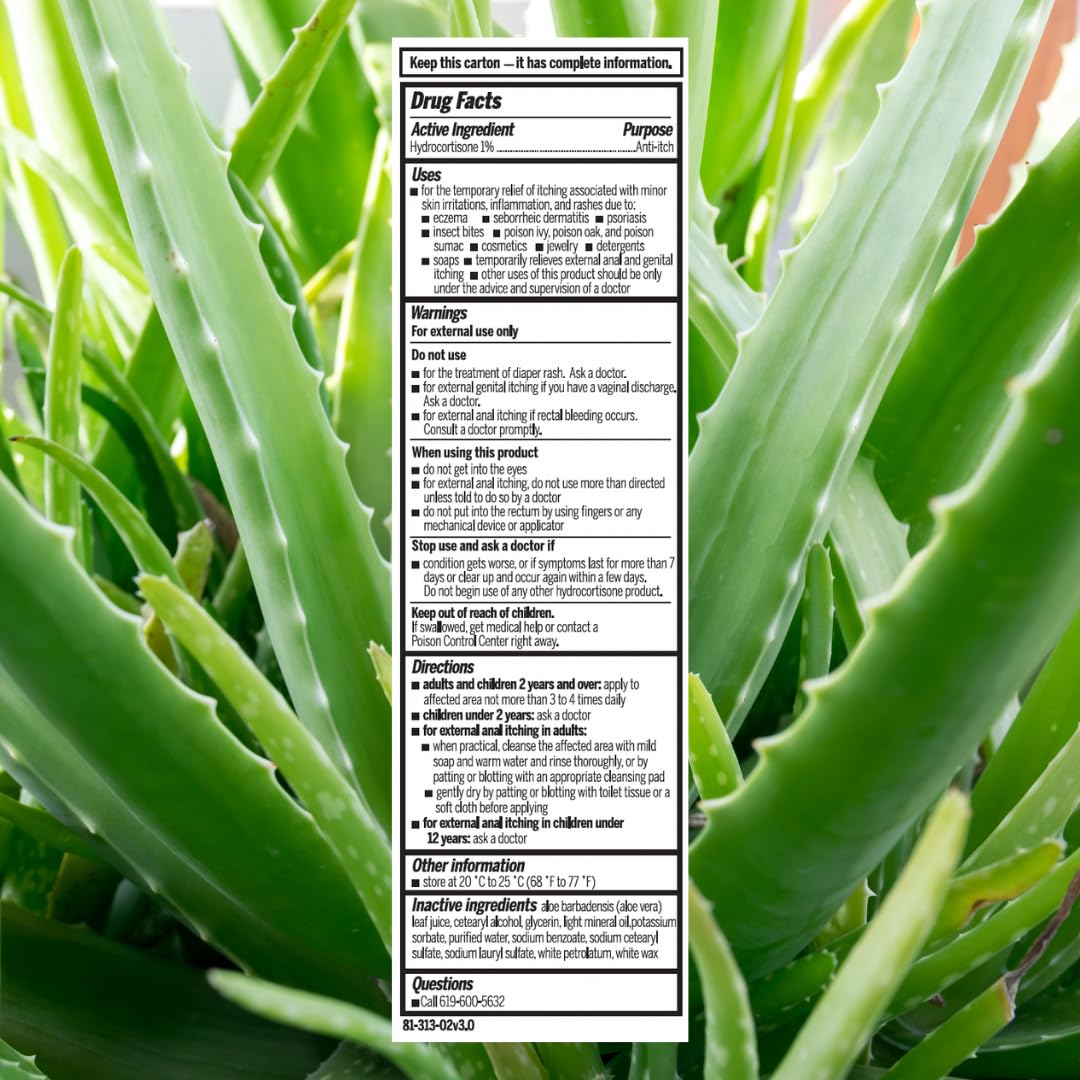 QUATRIDERM NF Extra Strength Hydrocortisone 1% Cream with Aloe Vera – Paraben-Free, 2 oz
