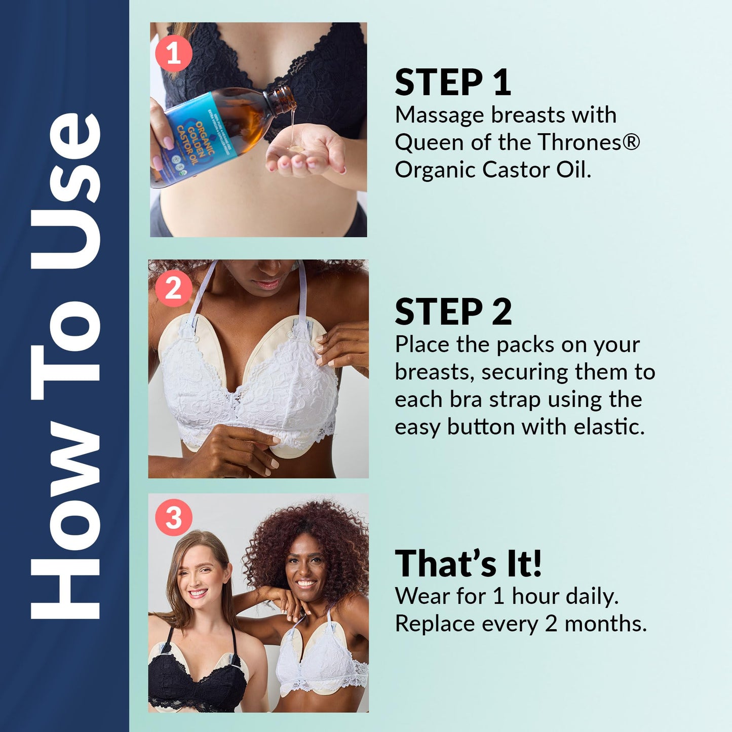 QUEEN OF THE THRONES Castor Oil Pack for Breast (Large) - Heatless & Reusable