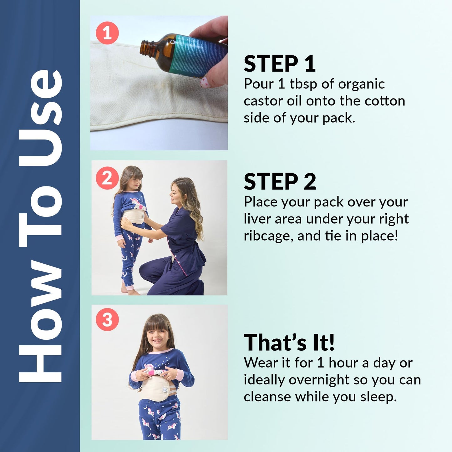 Queen of the Thrones Castor Oil Pack for Kids – Heatless, Less-Mess, Reusable | Organic Cotton Flannel