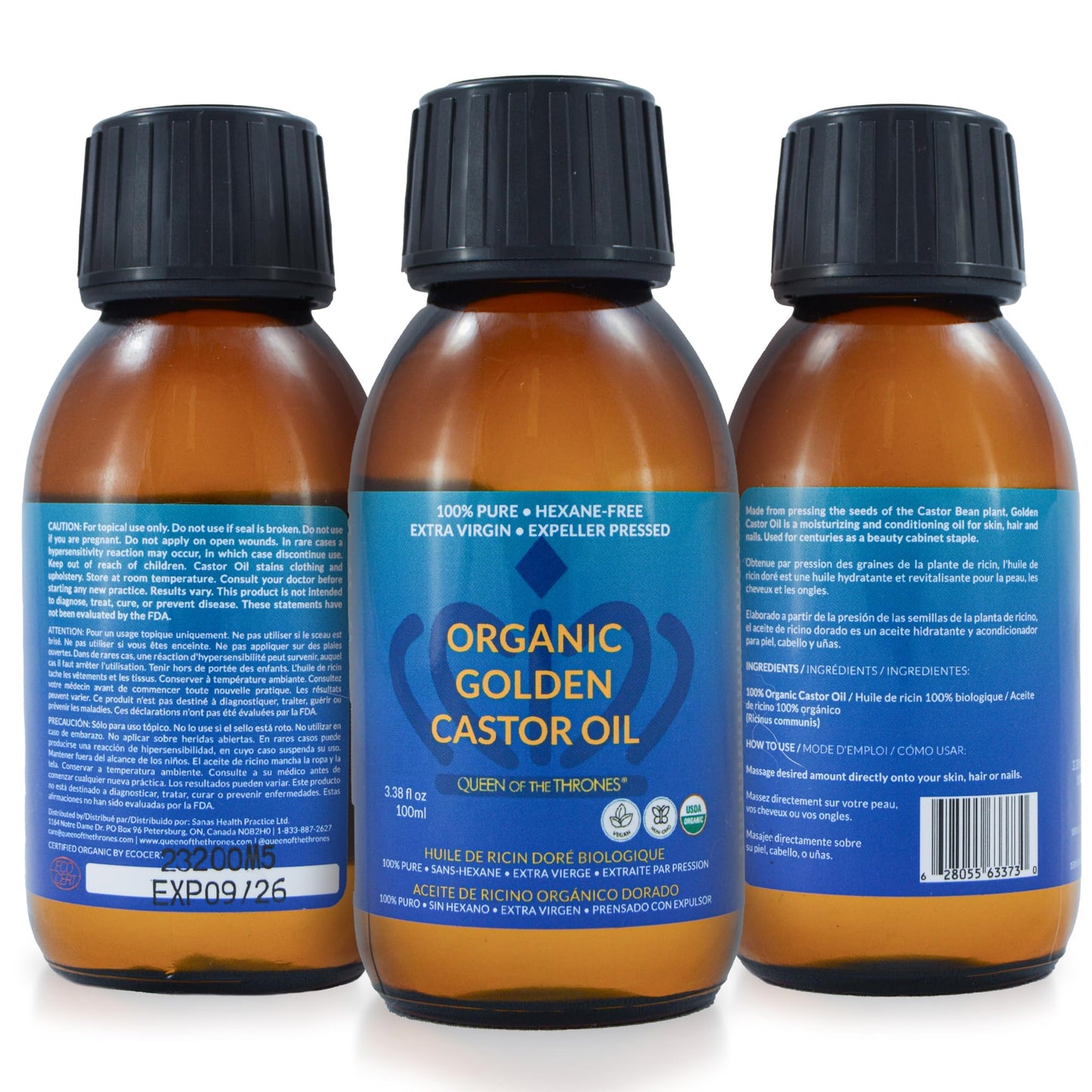 QUEEN OF THE THRONES Castor Oil Pack for Neck – Reusable, Organic Cotton Flannel, Castor Oil Included