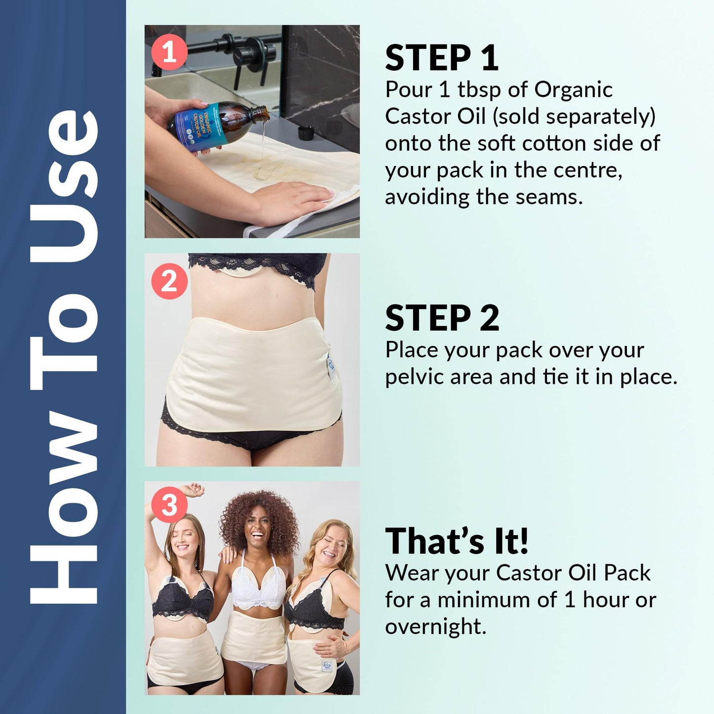 QUEEN OF THE THRONES Castor Oil Pack for Pelvic – Heatless, Reusable, Organic Cotton Flannel