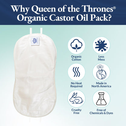 QUEEN OF THE THRONES Castor Oil Pack for Pelvic – Heatless, Reusable, Organic Cotton Flannel