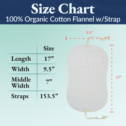 QUEEN OF THE THRONES 100% Organic Cotton Flannel & Naturopathic Doctor Designed with Strap for Castor Oil Pack - Reusable, Comfort Sleep Fit, Soft Ties (Castor Oil sold separately)