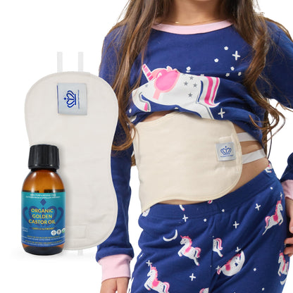 Queen of the Thrones Castor Oil Pack for Kids – Heatless & Reusable, 3.38 oz Organic Castor Oil Included