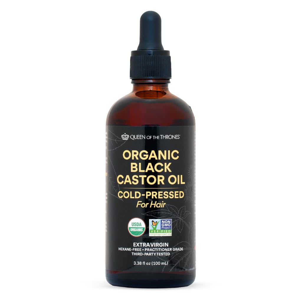 QUEEN OF THE THRONES Organic Black Castor Oil 100mL with Dropper - Hexane-Free, Extra Virgin