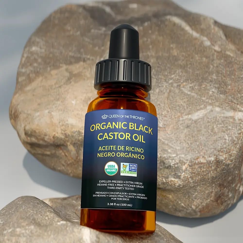 QUEEN OF THE THRONES Organic Black Castor Oil 100mL with Dropper - Hexane-Free, Extra Virgin