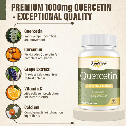 Quercetin 1000mg Softgels – Joint Health & Mobility Support (60 Vegan Softgels) – 2-Pack