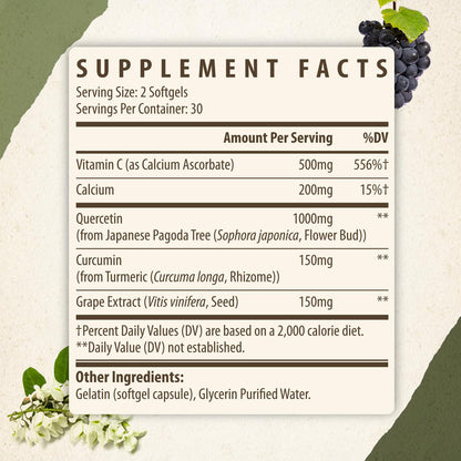Quercetin 1000mg Softgels – Joint Health & Mobility Support (60 Vegan Softgels) – 2-Pack