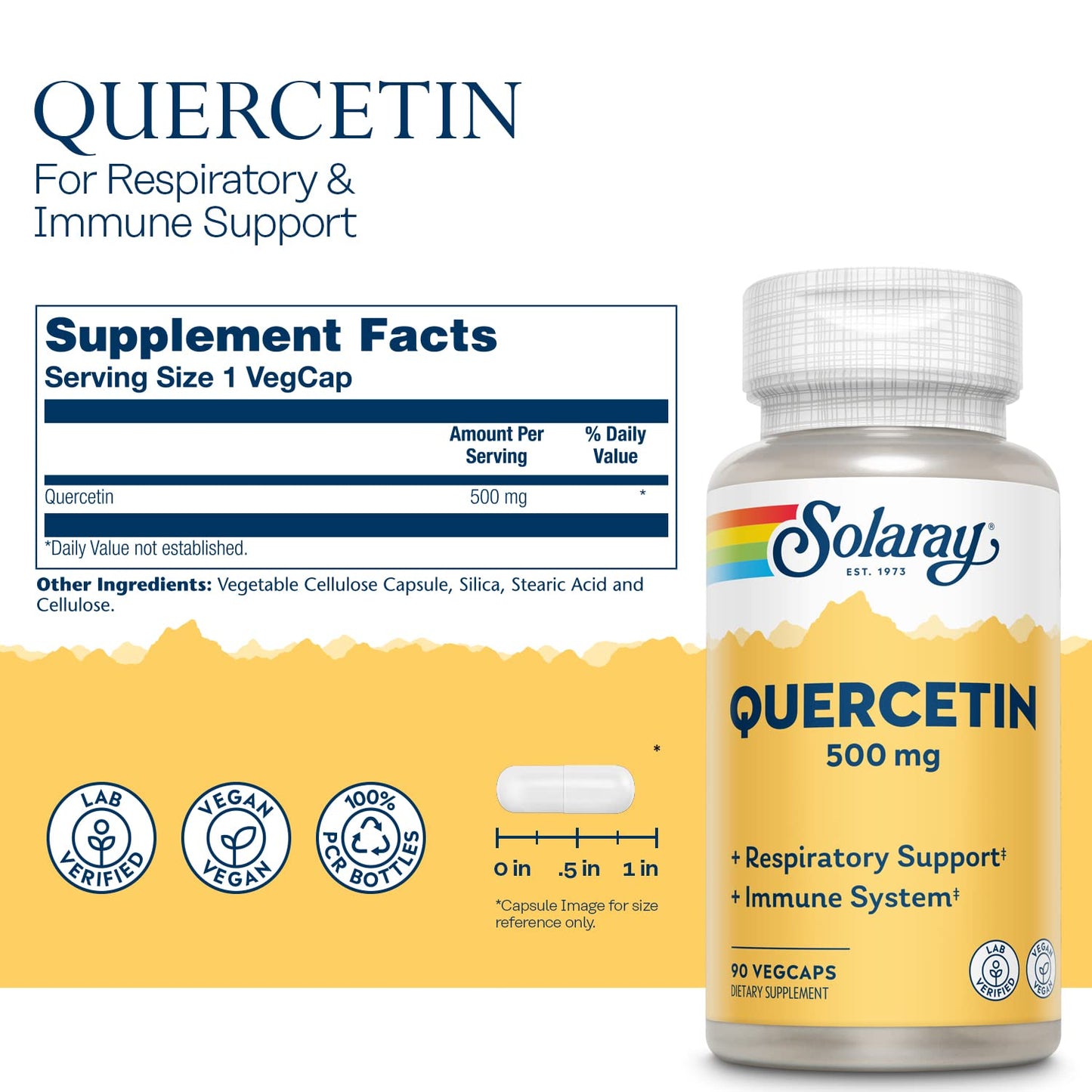 Quercetin 500mg Solaray 90 Caps Pack of 2 | Quercetin Supplement