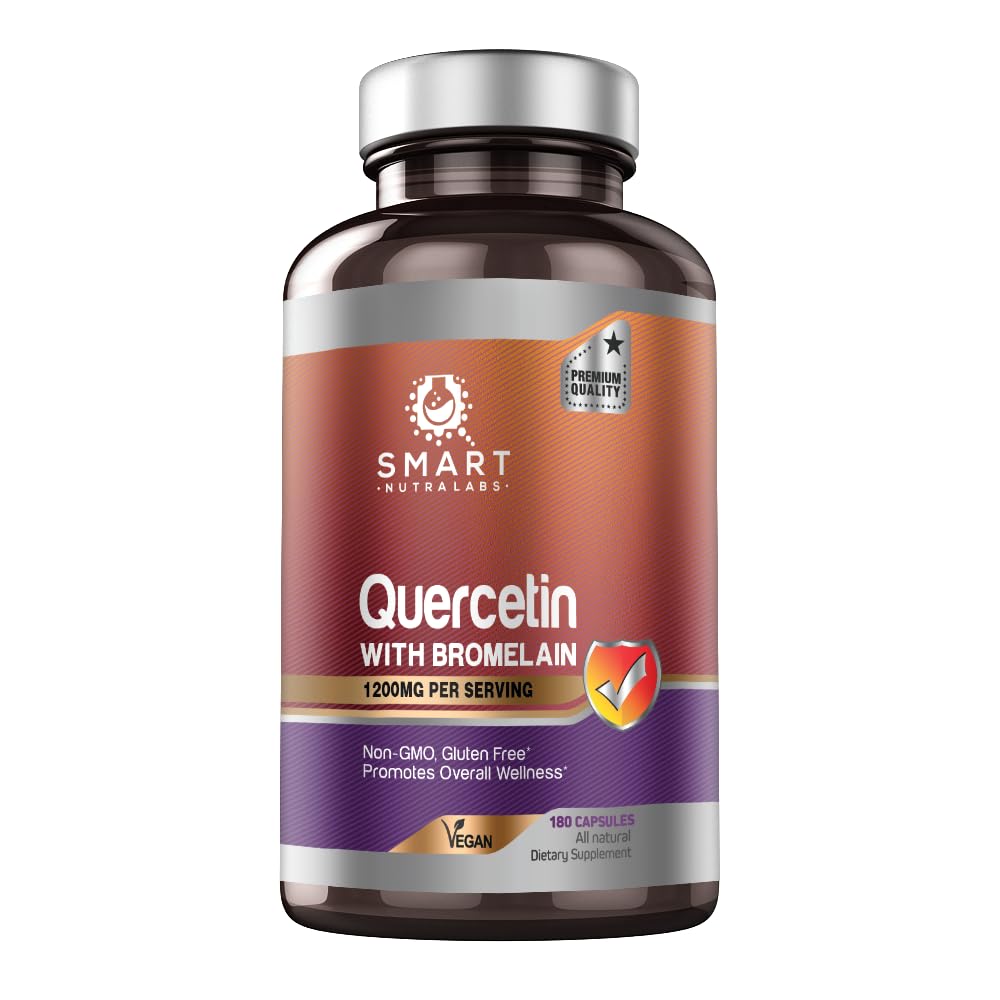 Smart Nutra Labs Quercetin with Bromelain – 180 Count, 1200mg Serving | Immune Support, Energy | Vegan, Non-GMO, Gluten Free