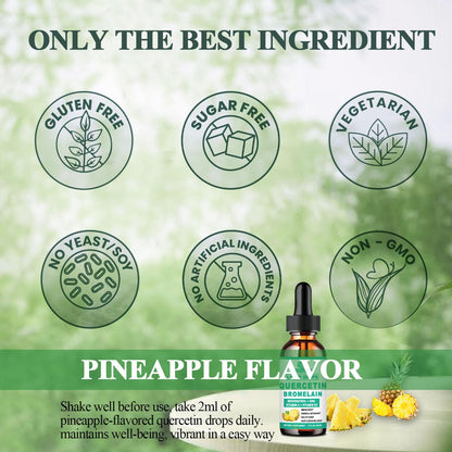 Quercetin with Bromelain Liquid Drops – 4X Stronger Than Capsules & Pills, 7-in-1 Immune Support