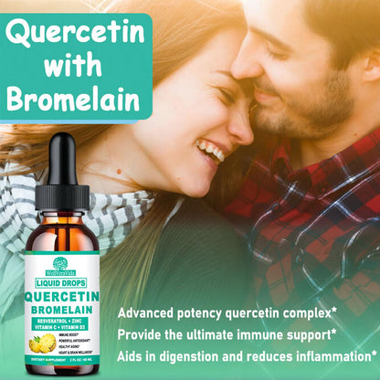 2 Pack Quercetin with Bromelain Liquid Drops – Immune Support (Zinc, Vitamin C, D3)