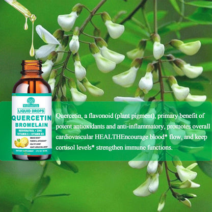 Quercetin with Bromelain Liquid Drops – 4X Stronger Than Capsules & Pills, 7-in-1 Immune Support