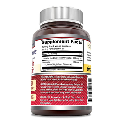Amazing Nutrition Quercetin 800 mg + Bromelain 165 mg Veggie Caps