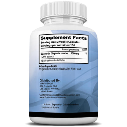 1000mg Quercetin – 200 Capsules | Immune Support, Sinus Relief and Cardiovascular Health