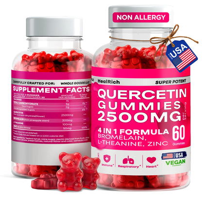 Quercetin Gummies 2500MG + Bromelain & Zinc | Immune Support | Made in USA