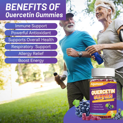 2 Pack Quercetin Gummies 1000mg with Bromelain, Zinc & Elderberry – Vegan Immune Support, 120 Count