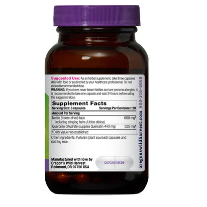 Oregon's Wild Harvest Nettle Quercetin Capsules | Non-GMO Organic Herbal Supplements - 60 Count