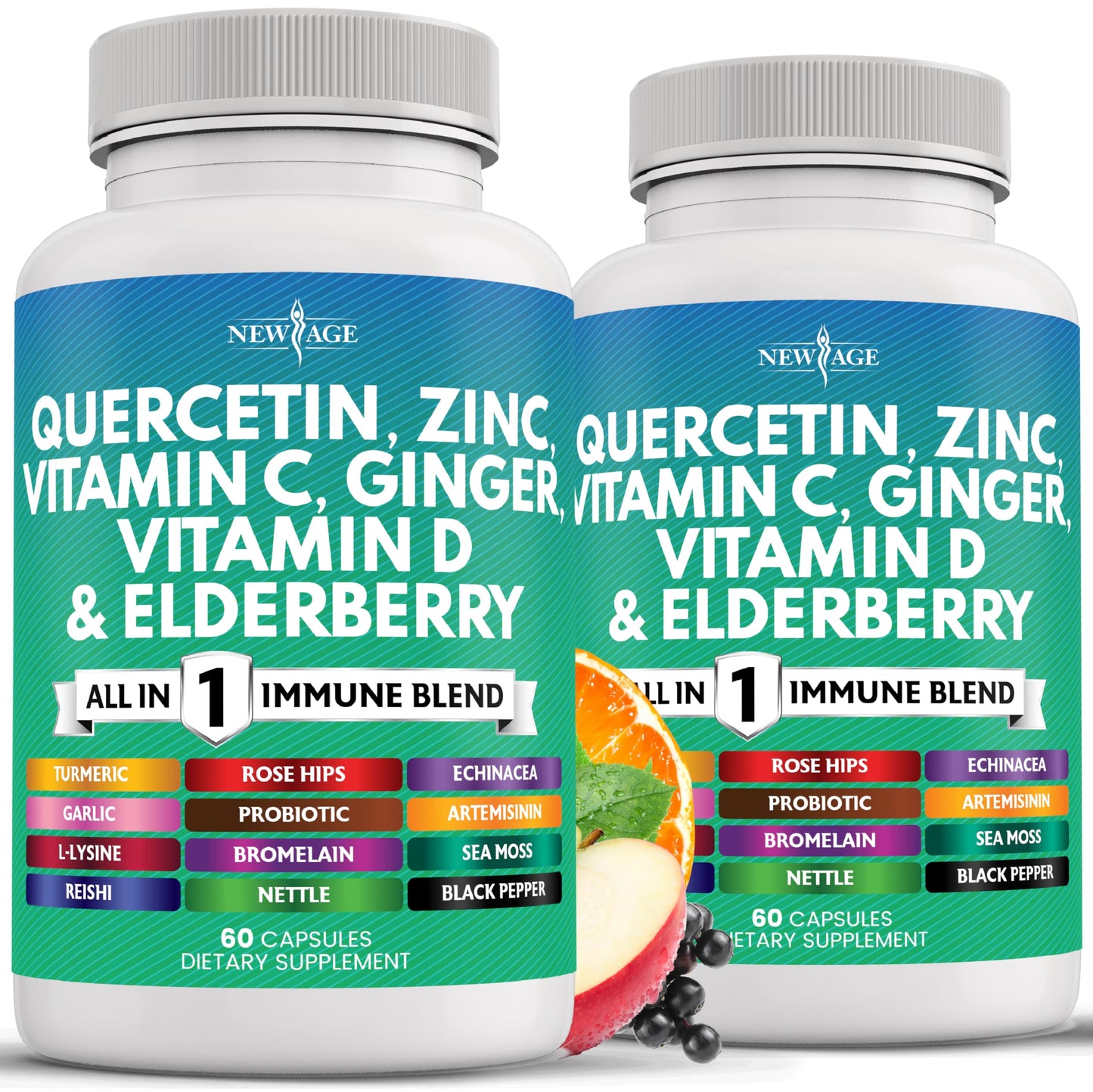 Quercetin Zinc Vitamin C Vitamin D Bromelain Elderberry – Nettle Immunity 120 Count