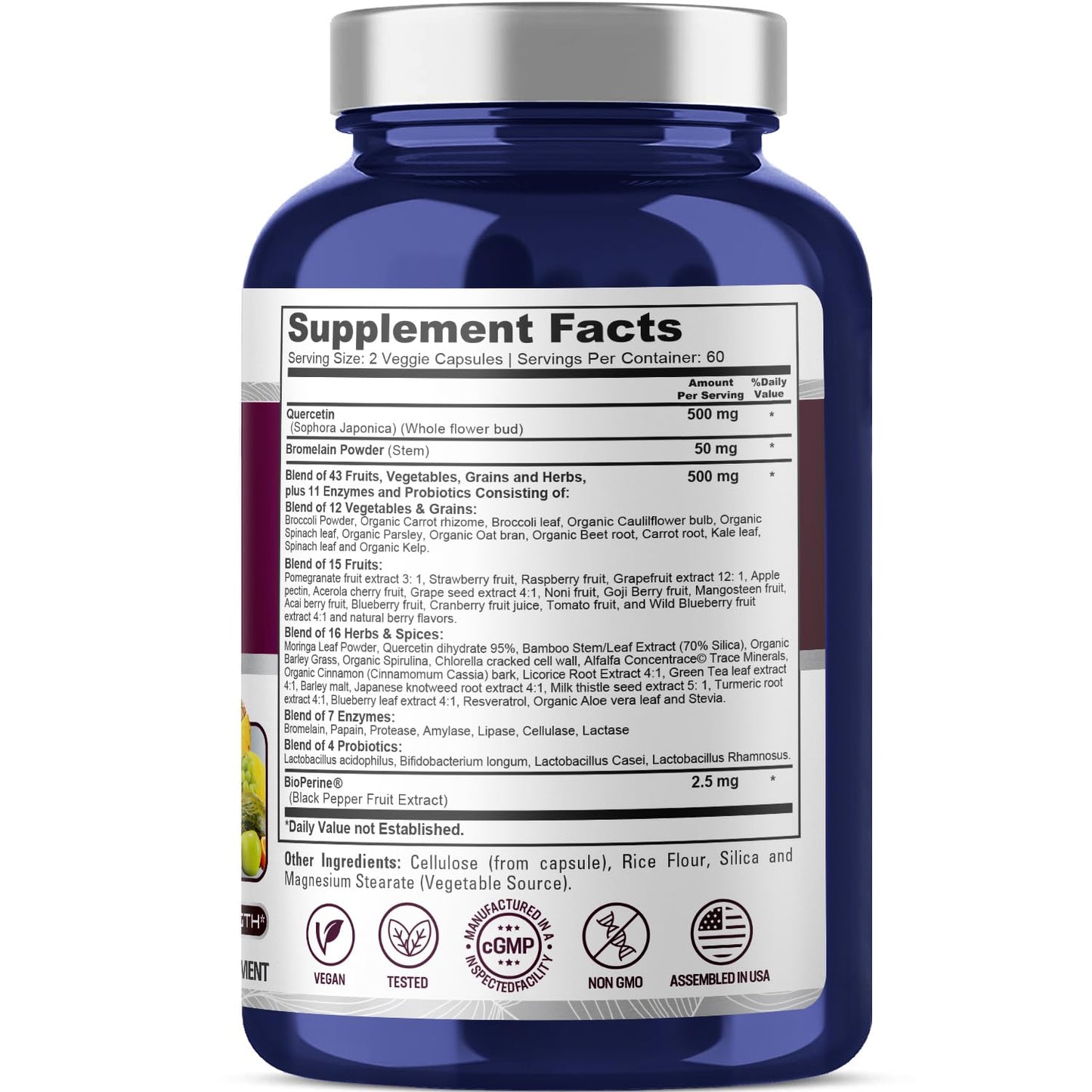 NusaPure Quercetin with Bromelain 500mg | 120 Veggie Caps | Non-GMO, Vegan | Bioperine
