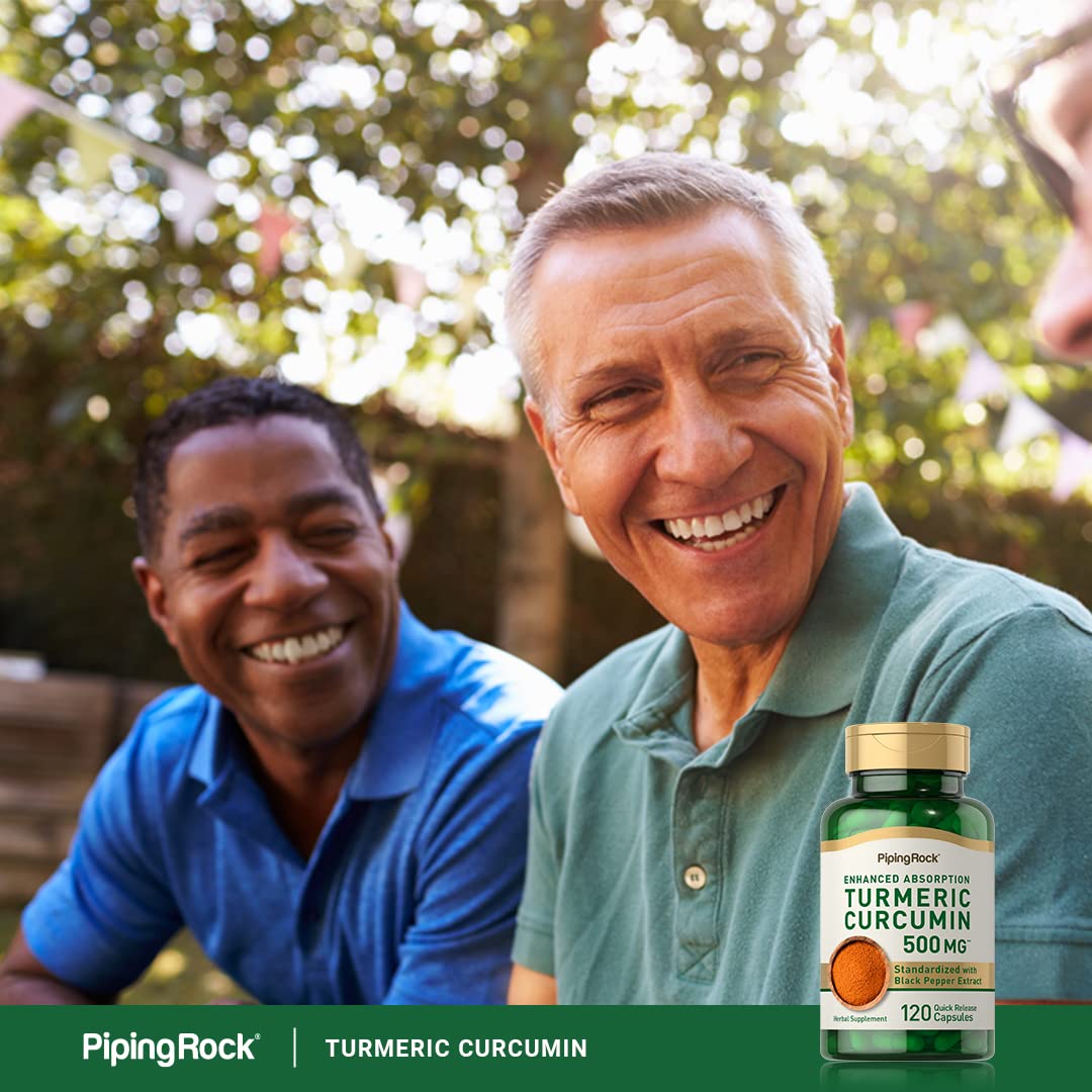 Piping Rock Turmeric Curcumin with Black Pepper 500mg | 120 Capsules | Non-GMO, Gluten Free