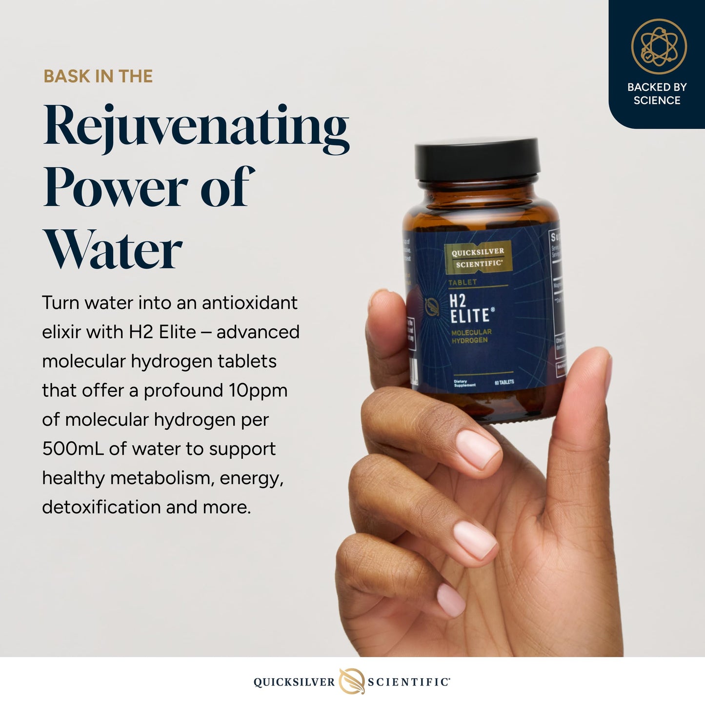 Quicksilver Scientific H2 Elite – Molecular Hydrogen Tablets for Quick Hydration (60 Tabs)
