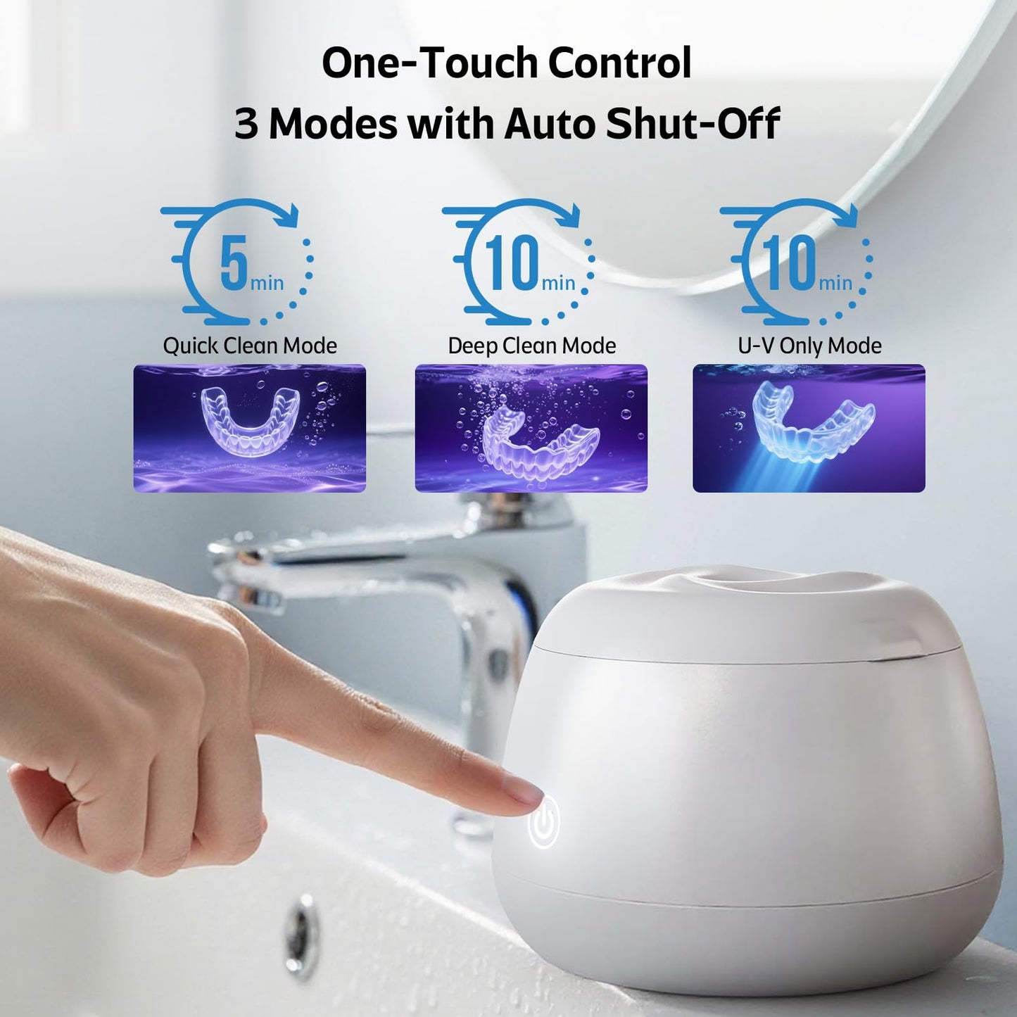Ultrasonic Retainer Cleaner 48kHz – 200ml Blue Cleaning Pod for Aligners, Dentures & Trays