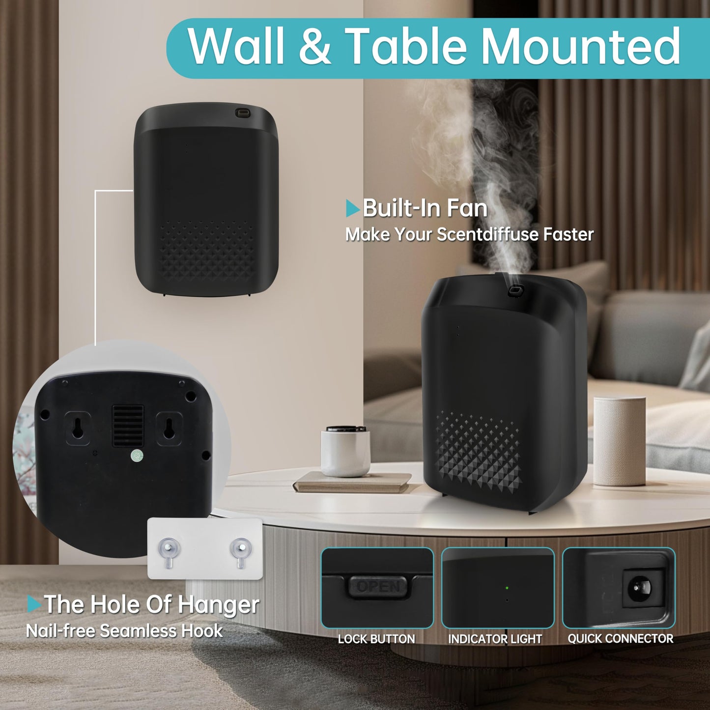 2025 Upgrade WiFi Smart Scent Air Diffuser – 1500 Sq Ft Coverage, Black