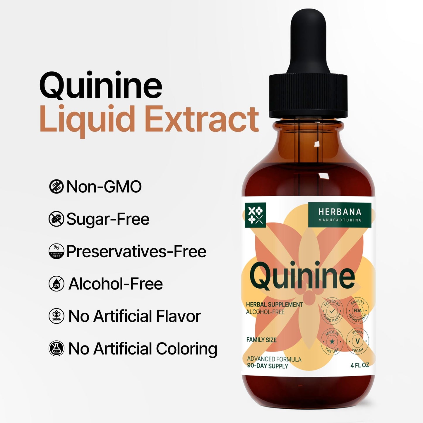 Quinine Liquid Extract 4 oz - Digestive Health & Immune Support | Cinchona Bark Tincture