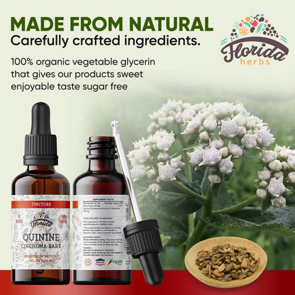 FLORIDA HERBS Quinine Tincture Extract - Quinine Liquid (Cinchona officinalis) 670 mg per Pack, 2 oz (Pack of 2) - Non-GMO, Gluten Free
