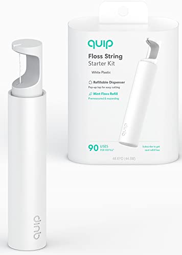 quip Floss String – Refillable Dispenser, White Plastic