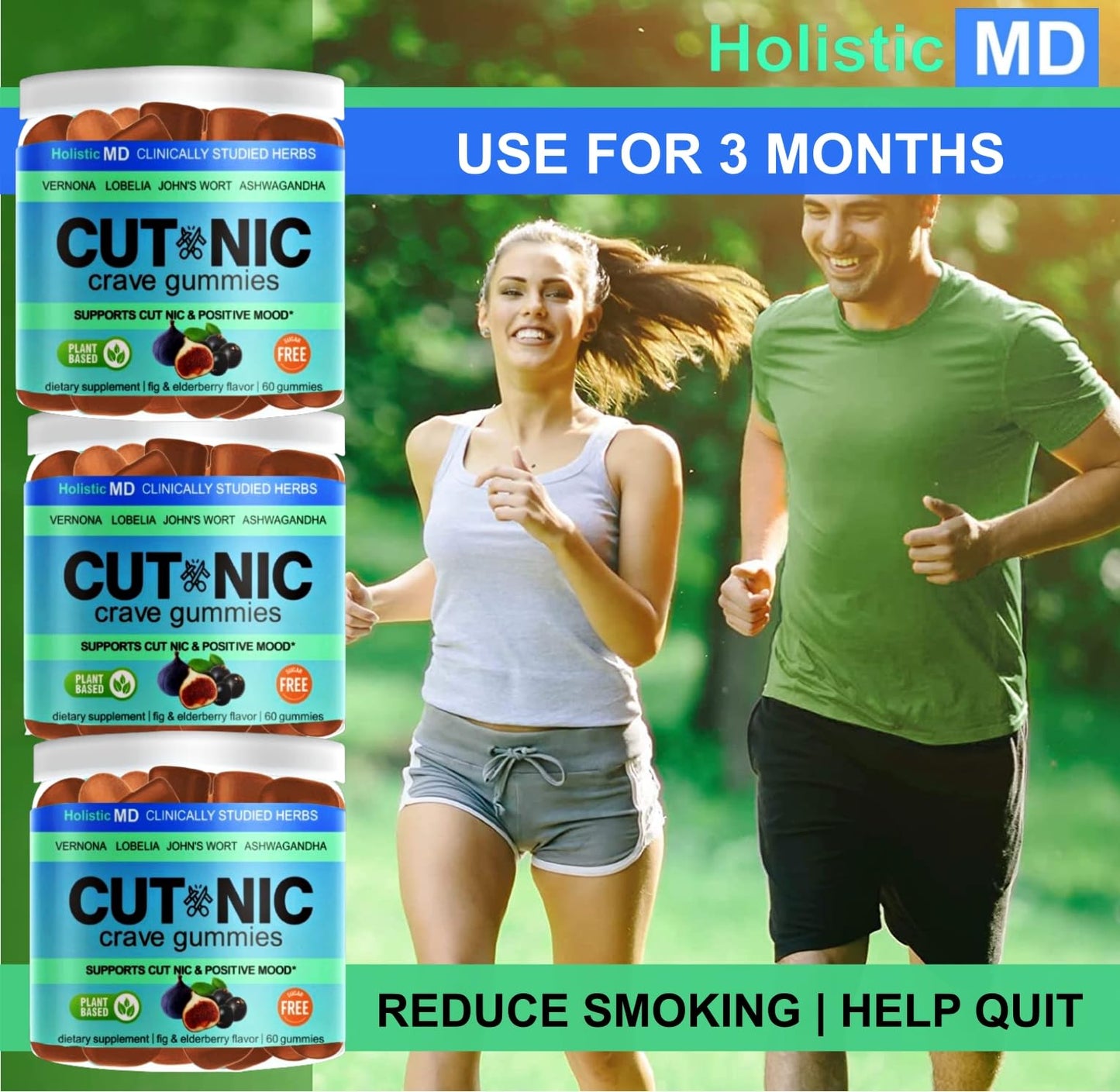 Best Quit Smoking products | Quit Vaping with 3 in 1 clinically studied Vernonia Cinerea St. John's Wort Ashwagandha | May help cut smoking | All-Natural | Sugar Free Gummies 60 counts (Berries)