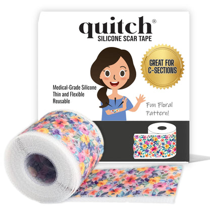 Quitch Silicone Scar Sheets for Surgical Scars | Floral 4x150cm
