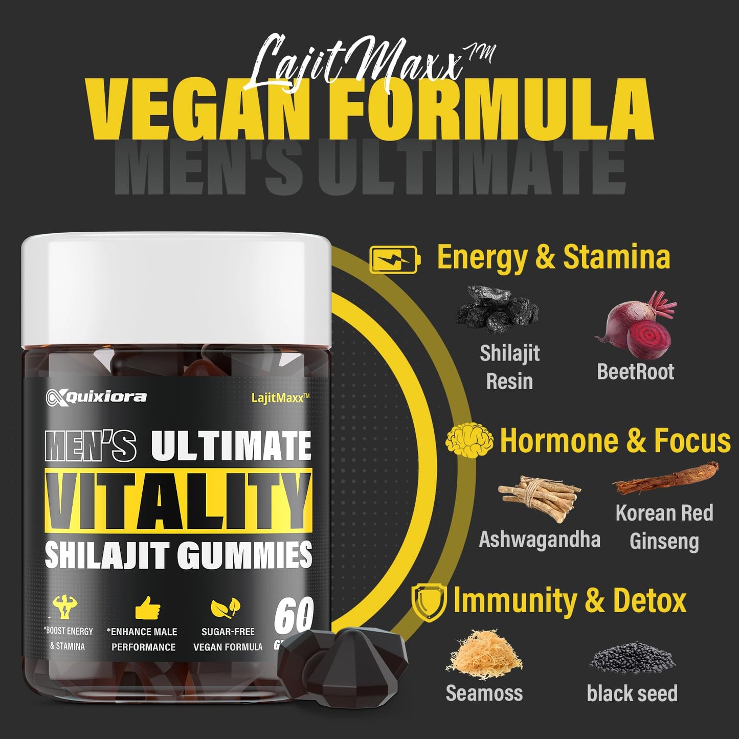 Quixiora Shilajit Gummies – High Potency Shilajit for Men & Women | 120 Gummies