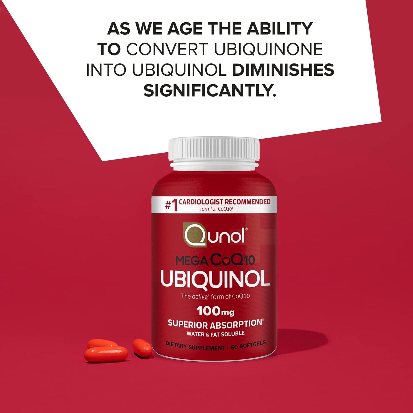 Qunol Ubiquinol CoQ10 100mg Softgels – Superior Absorption – 60 Count
