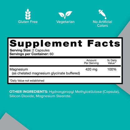 Qunol Magnesium Capsules 420mg – High Absorption, Extra Strength for Bone & Muscle Health (120 Count)