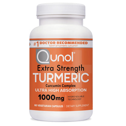 Qunol Turmeric Curcumin Capsules 1000mg - Extra Strength, Hydro-Soluble, 60 Veggie Capsules