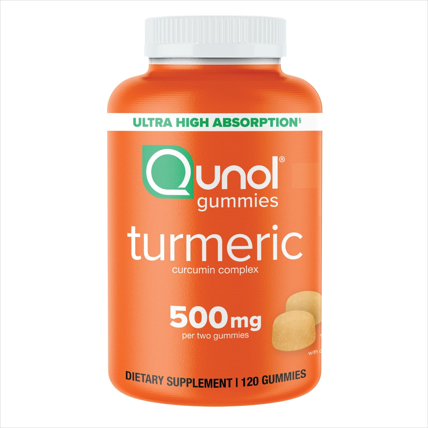 Qunol Turmeric Gummies - 500 mg Turmeric Curcumin | Joint Support, Ultra High Absorption | Vegan & Gluten Free - 120 Count