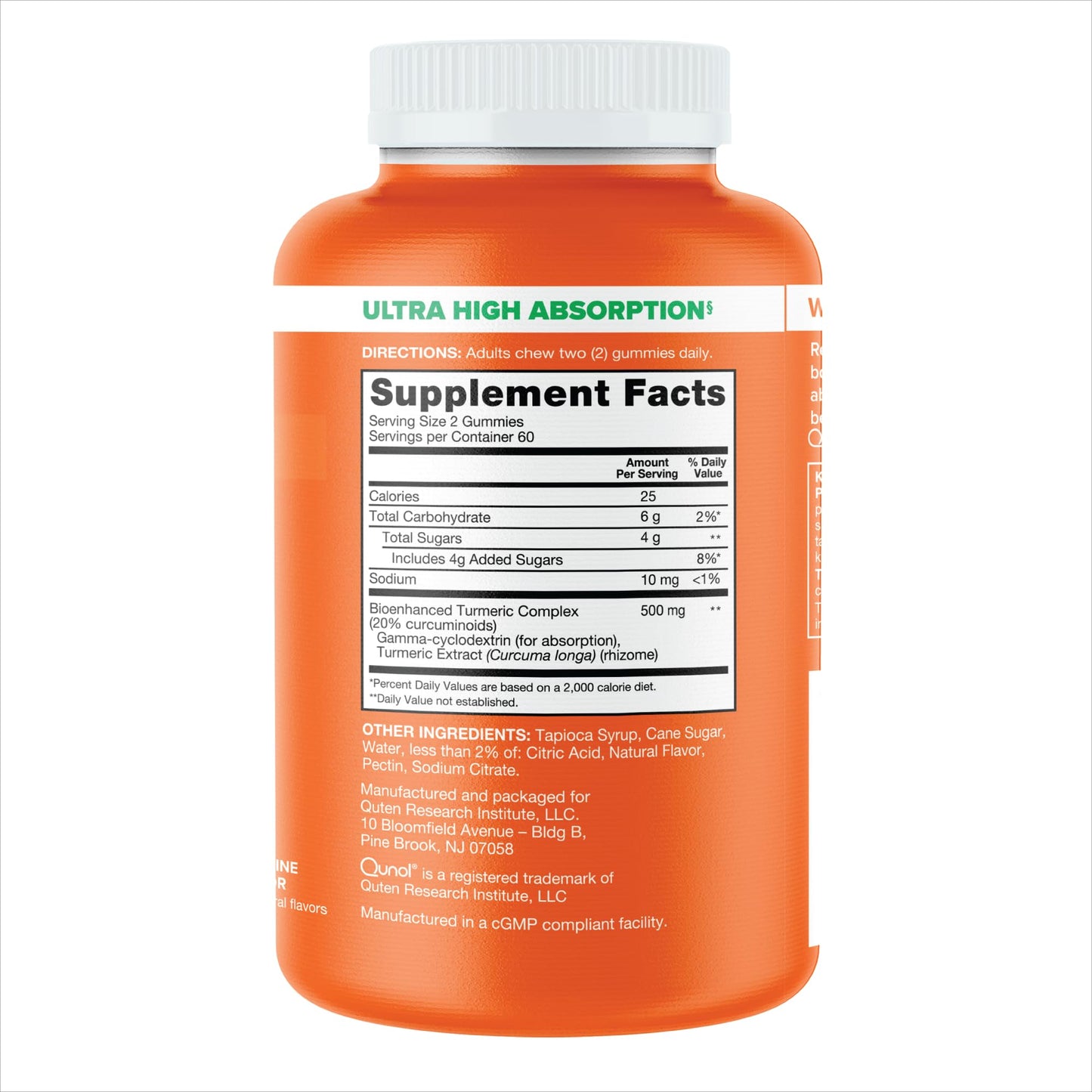 Qunol Turmeric Gummies - 500 mg Turmeric Curcumin | Joint Support, Ultra High Absorption | Vegan & Gluten Free - 120 Count