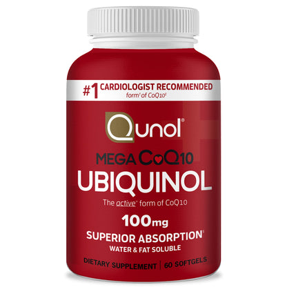 Qunol Ubiquinol CoQ10 100mg Softgels – Superior Absorption, Heart Health & Blood Pressure Support | 60 Count