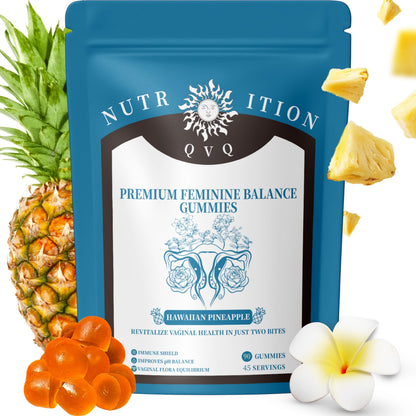 QVQ Pineapple pH Balance Gummies for Women's Health — Immune Support, Gluten-Free, Vegan Premium Feminine Balance (90 Count)