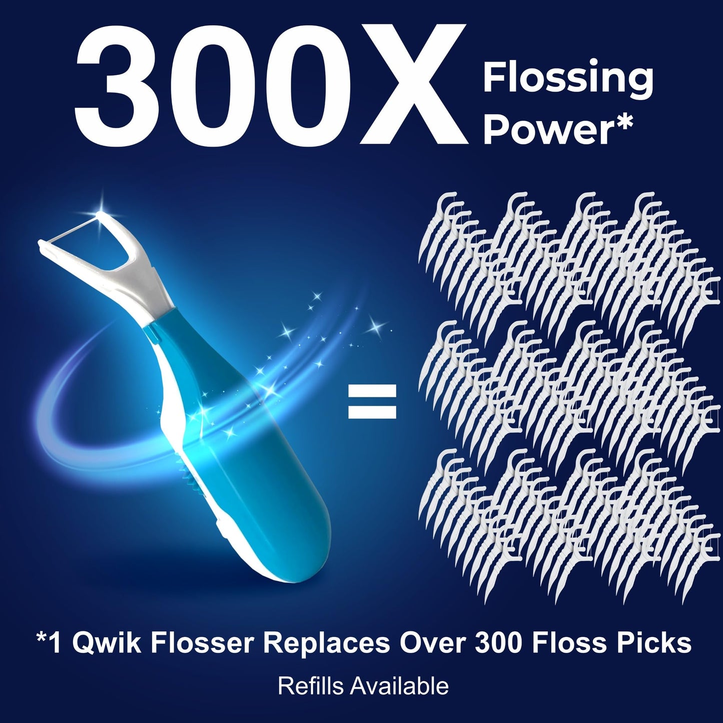 QWIK Automatic Dental Flosser – Click-to-Use, Refillable, Travel-Ready (Light Blue)
