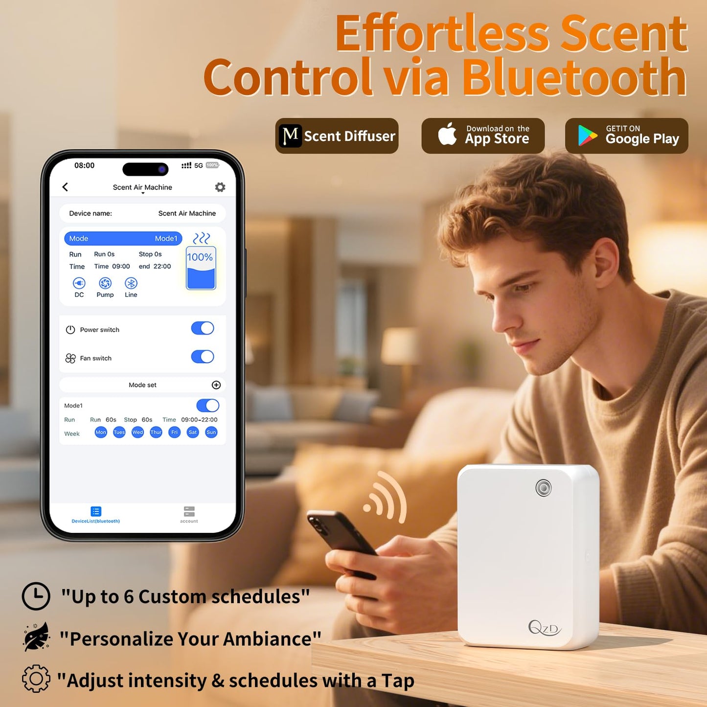 QZD Smart Scent Air Machine – 500ML Capacity, 2500 Sq Ft Coverage